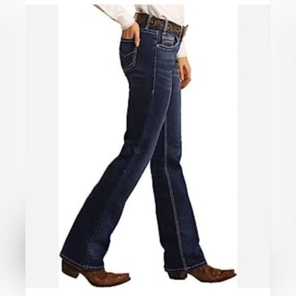 Vigold Bootcut Jeans Medium Wash Blue Distressed Mid-Rise Womens Size 5/6 - Picture 1 of 16